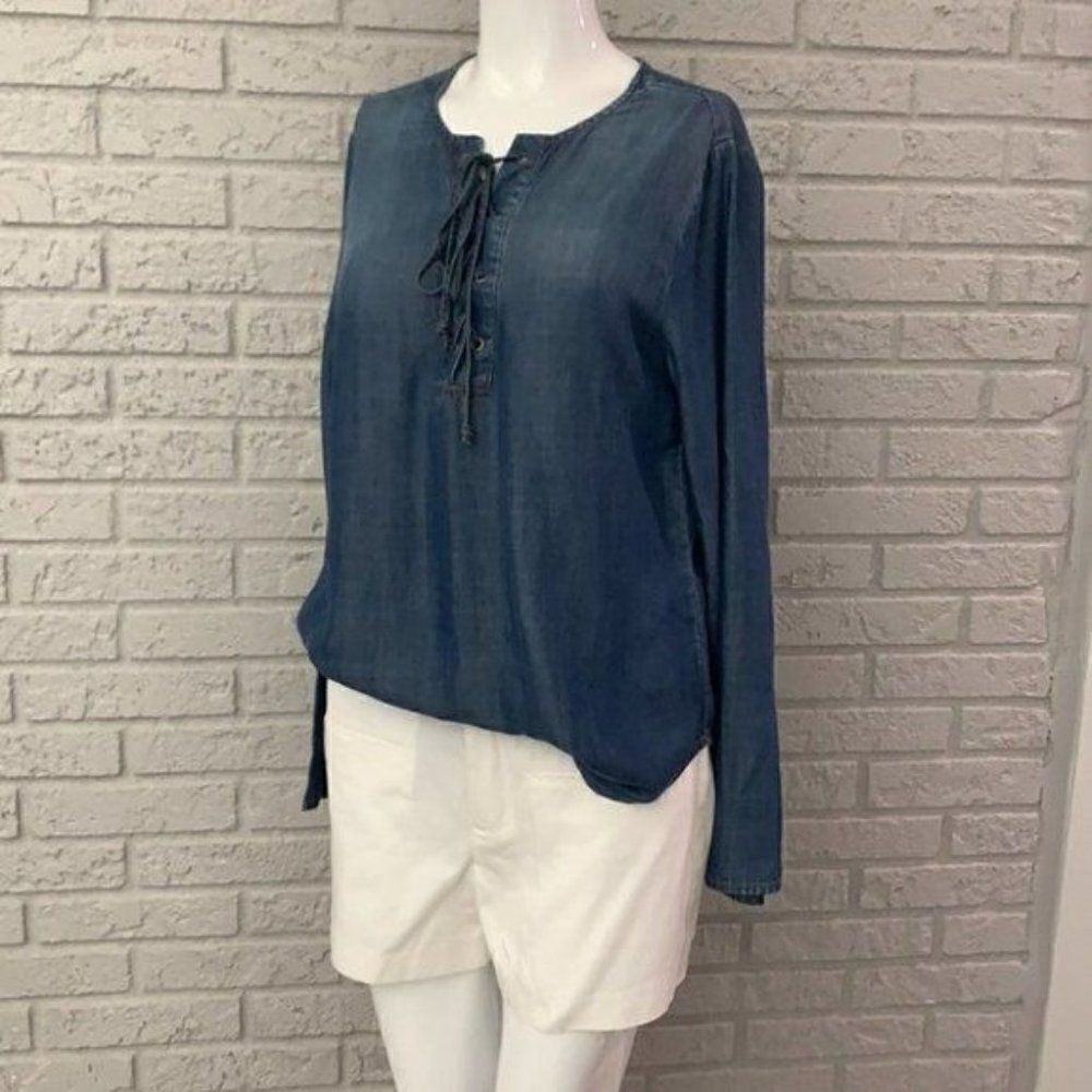 Cloth & Stone Long Sleeve Lace Up Blouse Size S